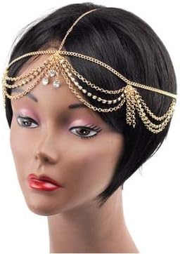 Head Chain Gold Jewelry Festival Headpieces Prom Headband with Gifts for Women and Girls