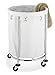 Whitmor Round Commercial Laundry Hamper with Removable Liner and Heavy Duty Wheels -Chrome (6894-3499-BB)