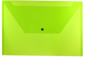JAM PAPER Plastic Envelopes with Snap Closure - Legal Booklet - 247.6 x 368.3 mm (9 3/4" x 14 1/2") - Lime Green - 12/Pack