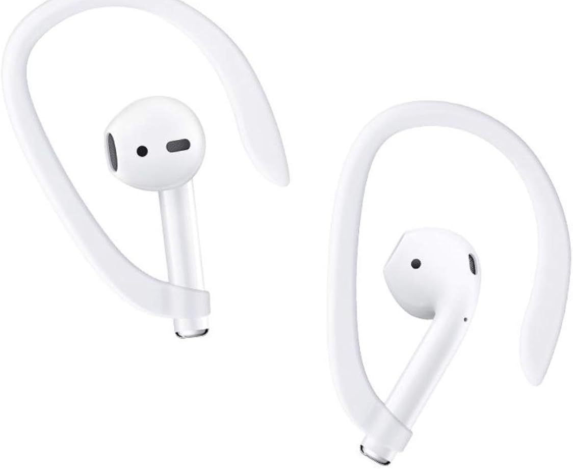 Comfortable Silicone Ear Hooks and Covers Accessories Compatible with Apple AirPods 1 & AirPods 2 or EarPods Headphones/Earphones/Earbuds (White)