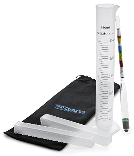 Easy To Use Hydrometer Kit For Homebrew Beer, Wine, Kombucha and more. Includes Hydrometer, Hydrometer Case, Measurement Vial and Carrying Bag
