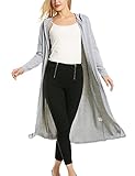 Meaneor Womans Long Sleeve Waterfall Open Front Maxi Cardigan w/ Hoodies