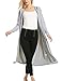 Meaneor Womans Long Sleeve Waterfall Open Front Maxi Cardigan w/ Hoodies