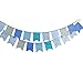 INFEI 3.5M/11.5Ft Floral Vintage Fabric Big Fishtail Flags Bunting Banner Garlands for Wedding, Birthday Party, Outdoor & Home Decoration (Blue)