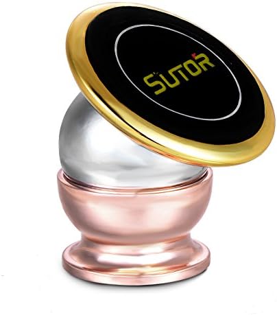 Sutor Magnetic Cell Phone Holder 360 Degree Rotatable Car Mount for Cell Phones on Any Flat Surface (Rose Silver)