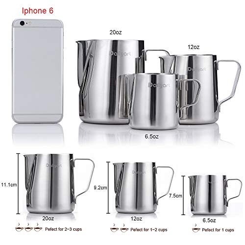 Dailyart Milk Frothing Jug Frothing Pitcher Espresso Steaming Pitcher Barista Tool Coffee Machine Accessory 304 (18/8) Stainless Steel 160ml (7 oz(mini))