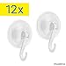 Suction Cup Hooks, Pack of 12 - Locking System - Extra Strong Vacuum Suction Power - Ideal Kitchen or Bathroom Hangers - for Towels, Bathrobes, Coats, Pans, Tools, etc. - No Drilling, Screws or Glue.