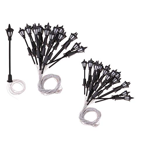 Milageto 40PC Modellbahn LED Laternenpfahllampen Wandleuchten 1: 100 1:75 Maßstab 3V Weiß – Bild 8