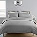 Edilly 3 Piece Duvet Cover Set Queen Size,100% Premium Washed Cotton Duvet Cover Grey,Ultra Soft and Easy Care,Simple Style Bedding Set