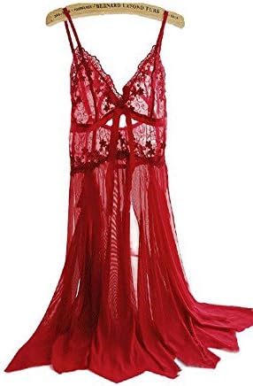 aodu Women Nightwear Lace Babydoll Strap Chemise Halter Lingerie (S, gules)