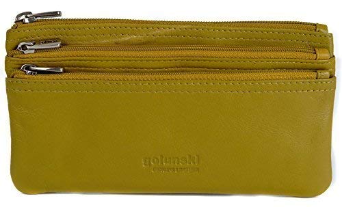 Golunski Nappa Leather 3-Zip Coin Purse – Soft Genuine Leather, Compact Women’s Wallet, 17.5 x 10 cm – UK Brand Since 1953