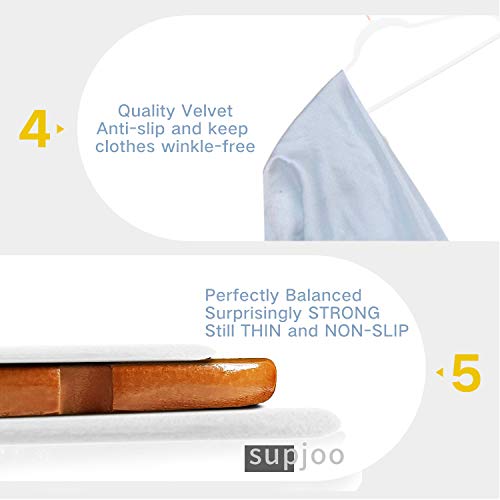 image for SUPJOO Premium Velvet Hangers Rose Gold Swivel Hooks - Felt Hangers-He