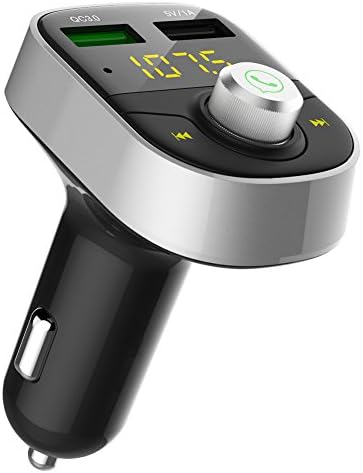 Handsfree Car Charger, KEZAY [New Upgraded] Car Radio Charger/Adapter Wireless Car Kit FM Transmitter Bluetooth Audio Music Dual USB Ports with hands Free Calling (QC 3.0 Car Charger)