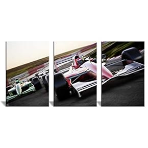 3 Panel Racing Car in Motion at High...