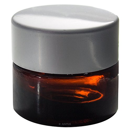 Amber Glass 5 ml 1/6 oz Thick Wall Balm Jars with Silver Matte Smooth Lids (6 pack)