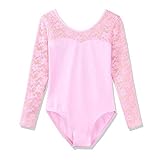 BAOHULU Girl's Classic Floral Lace Long Sleeve Ballet Dance Leotards