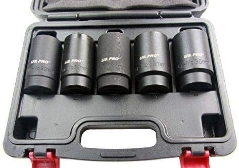 Us Pro B1431 5pc Deep Hub Nut Sockets Socket Set, 12 Point, 30, 32, 34, 35, 36mm, Variety Pack