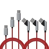 USB Type C Cable, BYZ 3 Pack 6ft Nylon Braided USB Type C Charging Cable Red