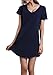 Chamllymers Cotton Sleep Shirts for Women Soft Sleepwear Loose Fit Night Shirts V-neck Nightgowns Navy L