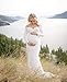 Saslax Women's Off Shoulders Sweetheart Neckline Long Sleeves Maternity Slim Fit Gown for Photography Dress Off White M