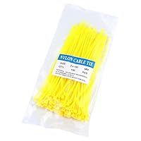 gu6uesa8n Nylon Cable Zip Ties, Heavy Duty 6 Inch 100 Pieces Ultra Strong Plastic Wire Ties, Self-Locking Tie Wraps with 50 Pounds Tensile Strength Yellow