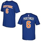 New York Knicks Kristaps Porzingis Adidas NBA Men Player T Shirt Blue