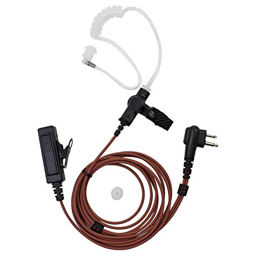 abcGoodefg 2 Pin Acoustic Tube Surveillance Earpiece Headset PTT Mic for Motorola 2 Way Radio CP200,CP185, CP200D, GP300,CLS1110,CLS1410 (Brown)