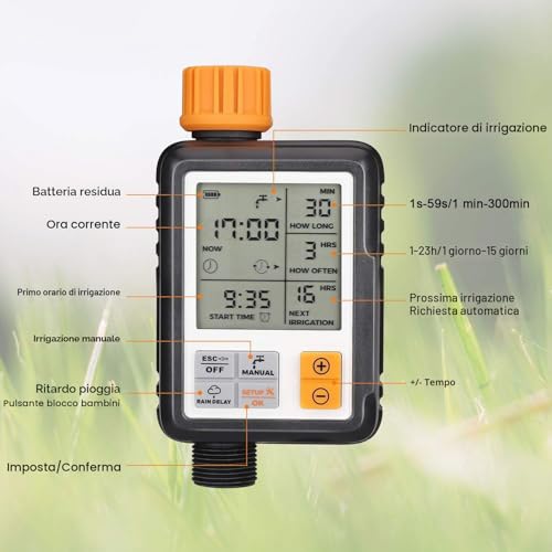 Johgee Programmer for Irrigation Garden Computer Watering IP65 Automatic Water Timer Easy Control [Energy Efficiency Class A++]