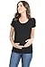 LaClef Women's Doubled Layered Scoop Neck Ruched Maternity Nursing Breastfeeding Top (Large, Black)