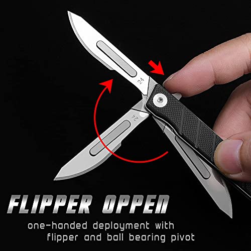 ITOKEY Folding Pocket Knife G10 Handle, Outdoor Edge Skinning Knife