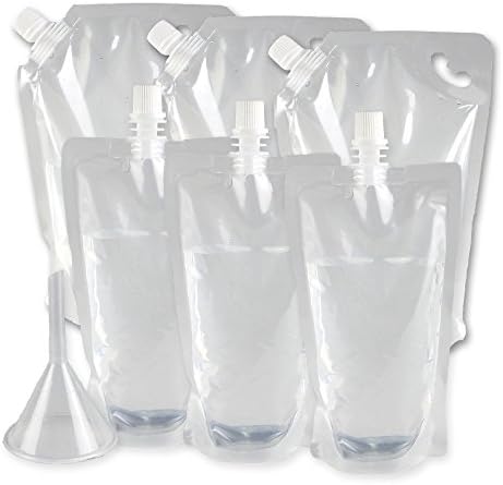 Lovelyou Cruise Liquor Bag Kit For Alcohol - Plastic Concealable Flasks Kit with a Free Funnel, 6 Piece Kit(3X32oz + 3X16oz) + FREE FUNNEL