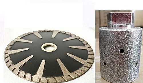 2" Diamond Zero Tolerance Grinding Drum 5" Diamond Convex Cutting Saw Blade Wet Dry use Sink Cutter Contour Blade for Stone Granite Marble Concrete Travertine Kitchen countertop Repair