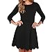 SUNNOW Women's O-neck 3/4 Sleeve Pleated Tunic Wavy Skater Dress