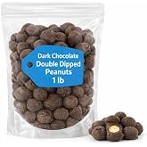Dark Chocolate Double Dipped Peanuts, Gourmet Chocolate Covered Nuts, 1 lb
