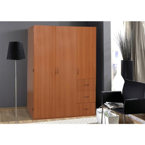 Home Source Industries 9129 Wardrobe with Space for Hanging-Drawer and Shelves, Light Cherry