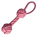 Ggkidsfunpet Pet Puppy Dog Cotton Rope Chew Toys Bone Teeth Cleaning with Tug Double Ball Knot Pink
