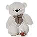 WOWMAX 4 Foot White Giant Teddy Bear Cuddly Stuffed Plush Animals Teddy Bear Toy Doll 47