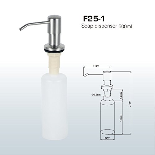 Numhew Brushed Nickel Stainless Steel Built-in Soap Dispenser With 10 Oz. Large Liquid Bottle For Kitchen Sink E7U1D1Q4 - The Home Depot - View #5