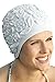 Retro Bathing Caps for Women: Floral Molded Swim Cap White
