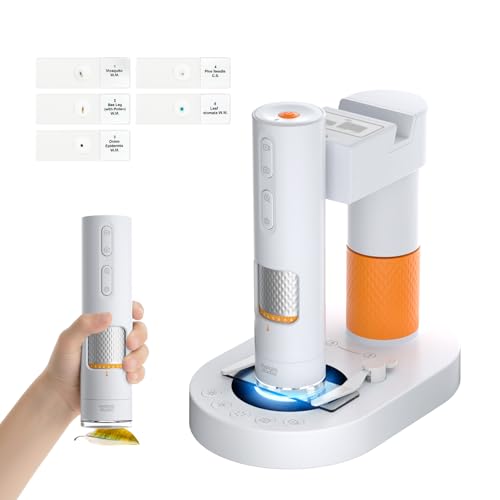 MatataStudio MX1-AS Microscopio Portátil para Niños 3.5x-1000x con Soporte Funcional, 2 LEDs, Portaobjetos, soporta Foto y Video Microscopio Digital USB Profesional para Infantil Adultos Laboratorio