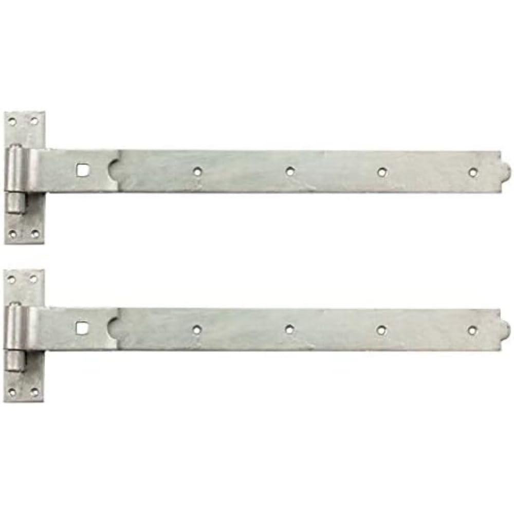 Merriway BH06867 (2 Pcs) Gate Hinges Heavy Duty Hook and Band Cranked Necked Galvanised 600mm (24 Inch) - Pack of 2 Pieces
