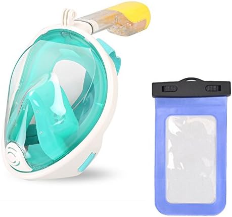 Amnzone Snorkel Mask Set for Adults and Kids Seaview 180° GoPro Compatible - Full Face Design. Easybreath Snorkeling Gear(including 1 Snorkel Mask, 1 GoPro mount and 1 waterproof mobile phone case)