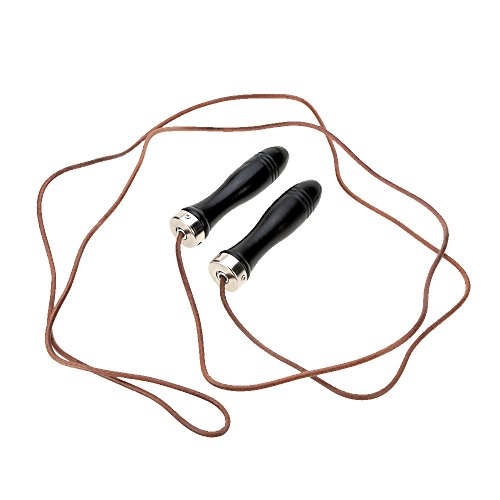2.8m Wood Handle and Leather Rope Fitness Speed Aerobic Exercise Skipping Jump Rope - Thumbnail 4