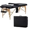 Massage Table Massage Bed SPA Bed 2 Fold Massage Table Heigh Adjustable 73’’ Long PU Portable Salon Bed W/Half Bolsters…