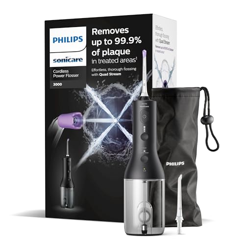 Philips Sonicare Jet dentaire Power Flosser 3000 sans fil, Noir (modèle HX3826/33)