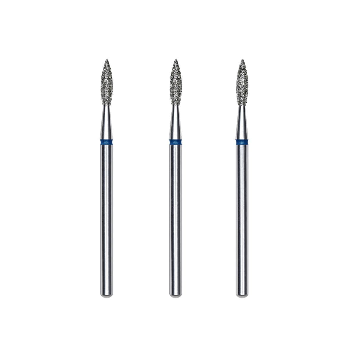 STALEKS PRO Set of 3 Diamond Cuticle burs, 2.1 x 0.8 mm, Flame Shape (Medium Grit)