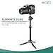 Movo Universal Mini Camera Tripod with Extendable Pole (MV-T1) Adjustable Head, Heavy-Duty Aluminum Travel Stand for DSLR, Mirrorless, GoPro, Smartphones, Compact, Portable