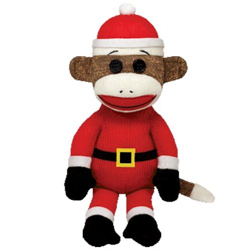Ty Beanie Babies Sock Monkey - Santa