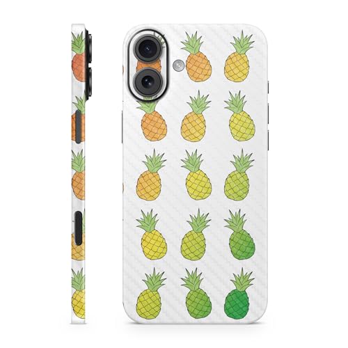 Carbon Fiber Phone Skin Compatible with Apple iPhone 16 Plus - Rainbow Pineappl…