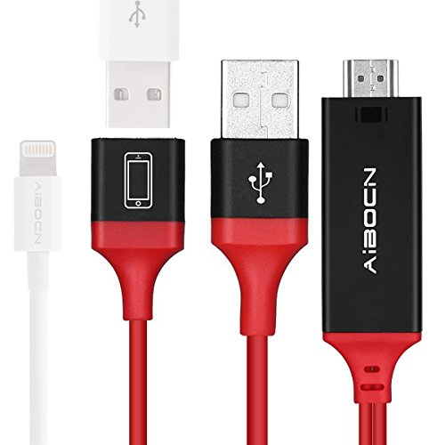 Lightning to HDMI Cable Adapter, Aibocn Lightning MHL to HDMI Digital AV Adapter Cable to 1080P HDTV for iPhone iPad iPod to Mirror Connector (Not Included Apple Cable, Plug and Play)